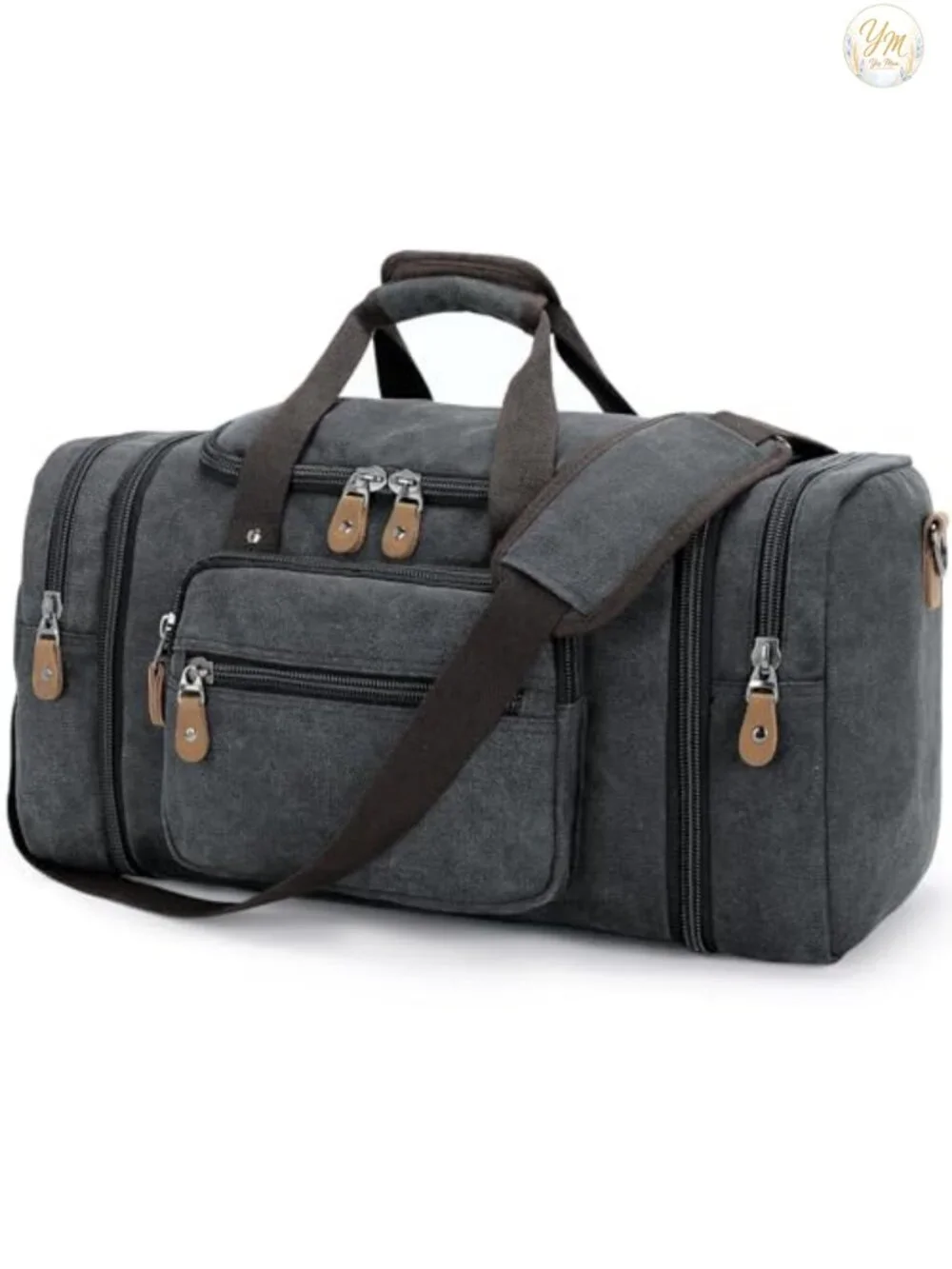 Expandable 60L Canvas Duffel Bag Travel Weekender with Pockets Carry-On Durable